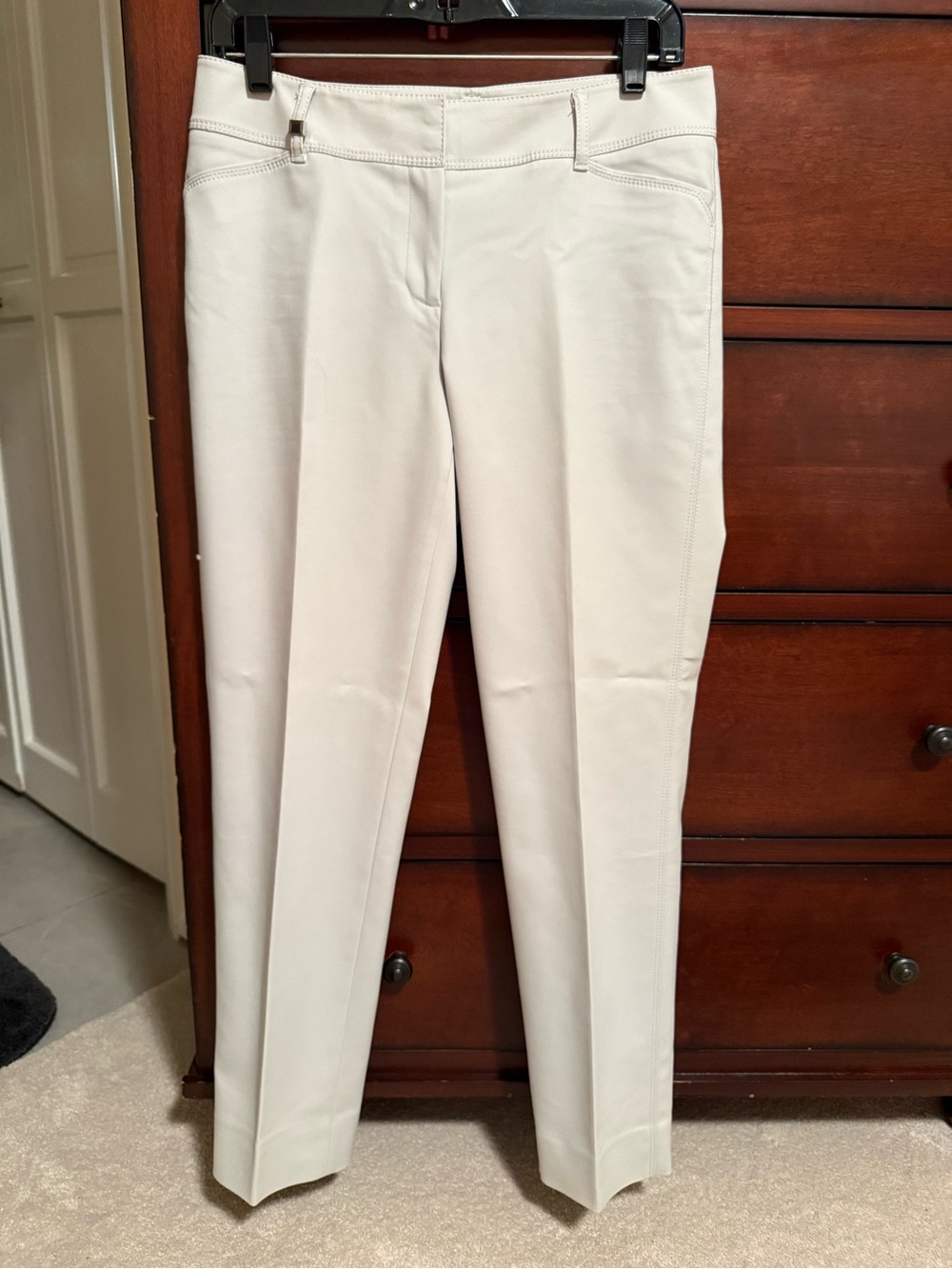 White House Black Market Slim Straight Cream Dress Jeans